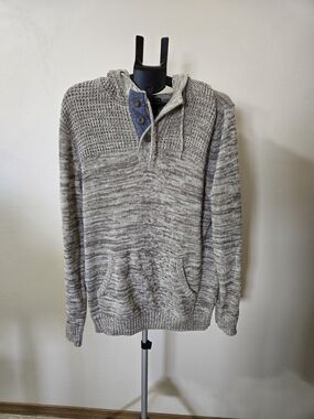Retrofit Men's Hooded Sweater in Neutral Tan and Cream XL